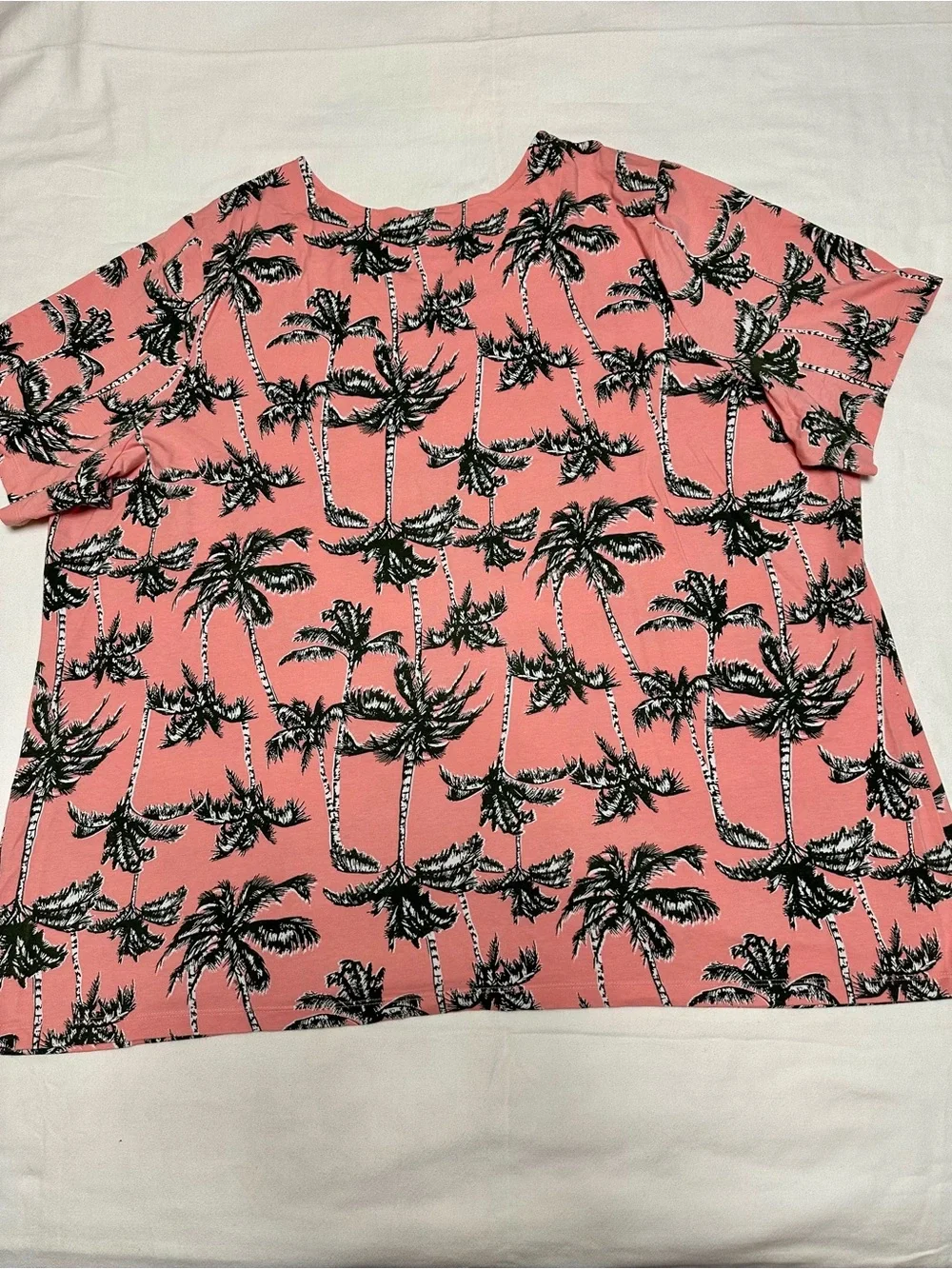 Denim & Co. Women’s Coral Palm Tree Print Top - 3X - Picture 2 of 5